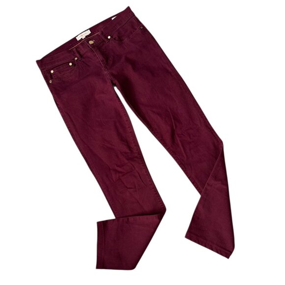 TORY BURCH Women's Super Skinny Jeans Size 29 Burgundy Wine Red Designer Denim - Picture 2 of 10